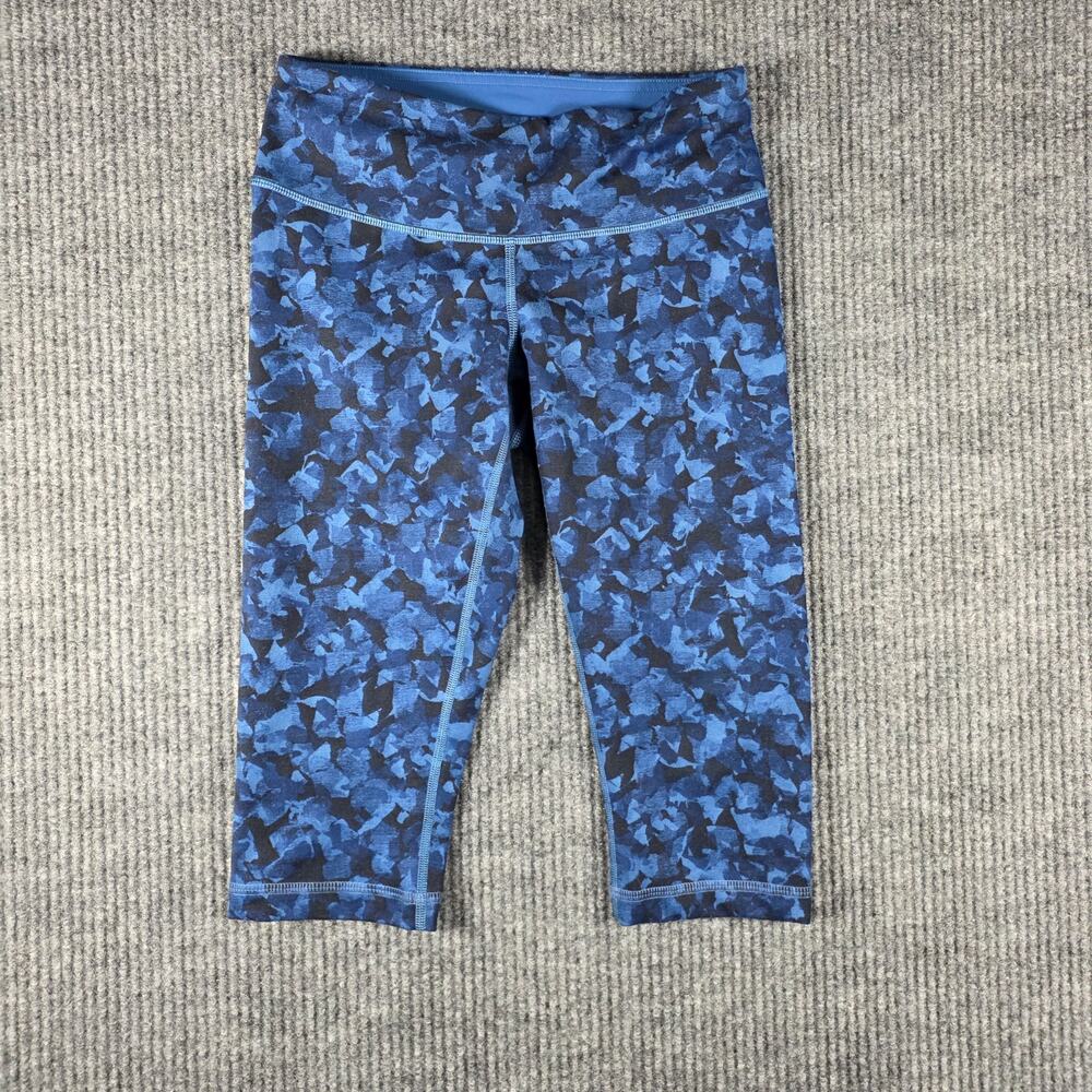 Lululemon Crop‎ Leggings Blue Abstract Print High Rise Capri Sz 4